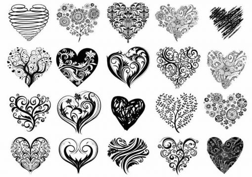 Tatuering Hjärtan Svartvita