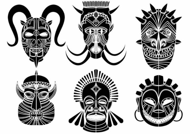 Tribal-naamio tatuoinnit. Mustat tribal-naamiot väliaikaisina tatuointeina.