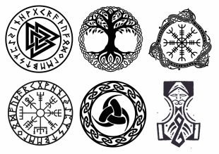 6 tunnettua viikinkisymbolia väärennettyinä tatuointeina.